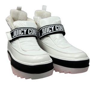 Juicy Couture White Black Platform Winter Boots with Pink Soles